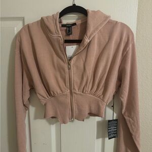 Tan cropped zipup hoodie (Forever 21 going out of business)